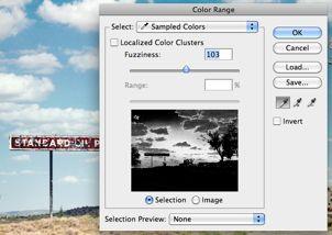 Select > Color Range With color range, you can sample an area of color and all