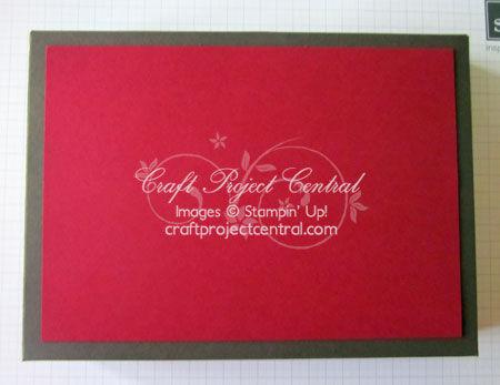 Cut an 8-1/2 x 6 piece of Cherry Cobbler card stock. Attach to the top of the box.