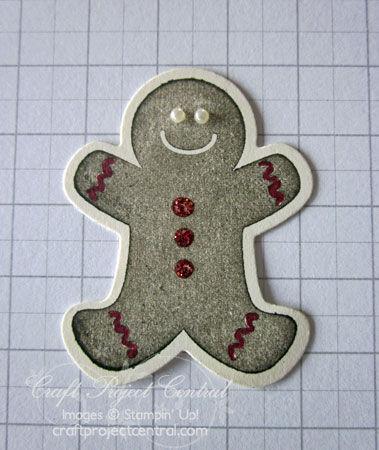 Stamp the gingerbread man image onto Very Vanilla card stock using Early