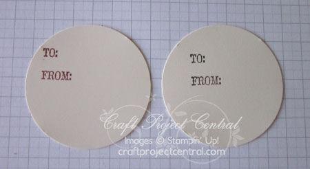 Round Gift Tag Instructions Cut four 2-3/4 x 5-1/2 pieces of Very Vanilla card stock.