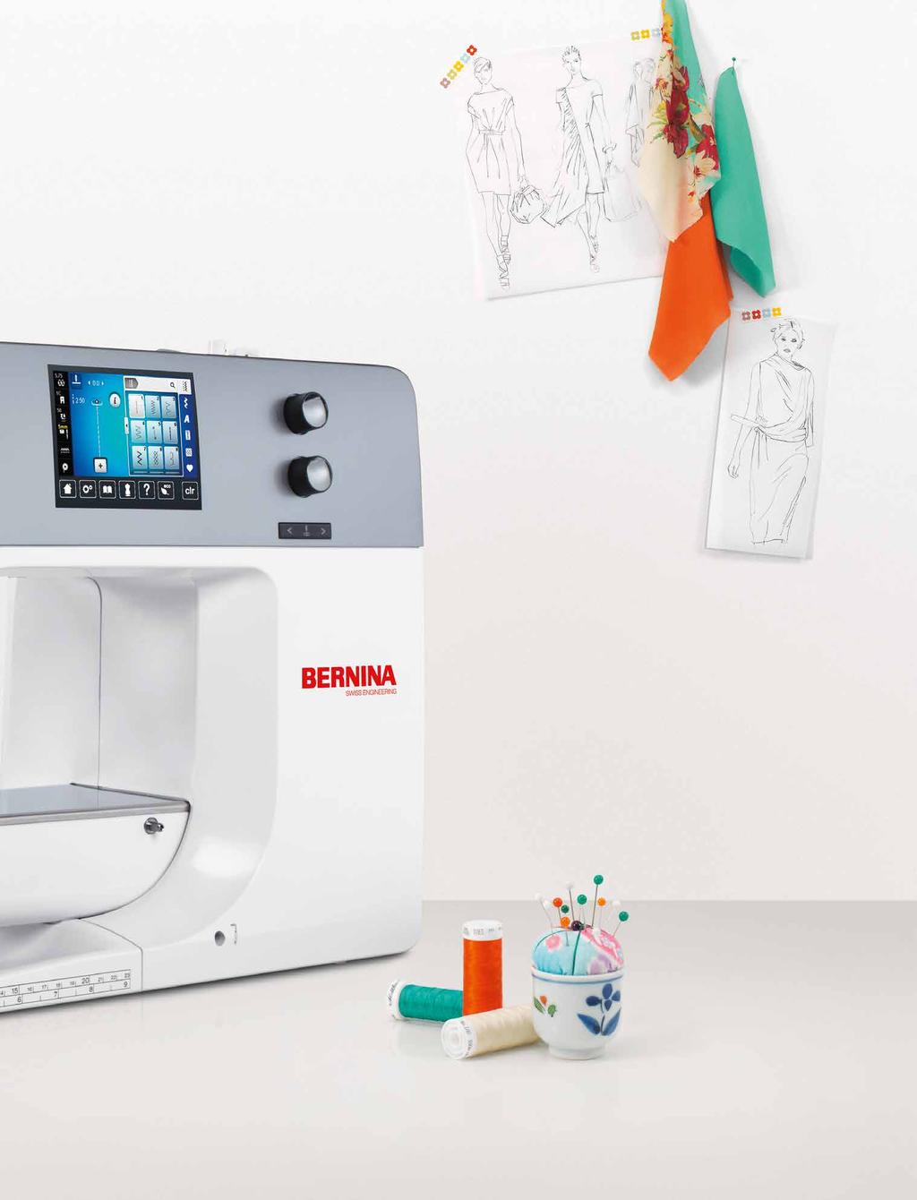 Easy navigation on a centrally located color touch screen BERNINA