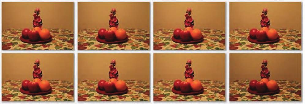 Above: From top left to bottom right, the six images have been taken with progressively increasing shutter speed (1 second, ½ second, ¼ second, 0.2 second, 0.1 second and 0.05 second respectively).