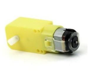 14 DC geared yellow motor, used as a motor or conveyor drive in packet sorting process.