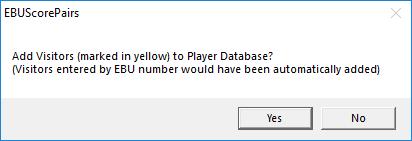 PLAYER NAMES HIGHLIGHTED IN YELLOW MUST BE ADDED TO THE PLAYER DATABASE! Click the Add Visitors to PlayerDB button. And hit Yes when asked to Add Visitors (marked in yellow) to Player Database.