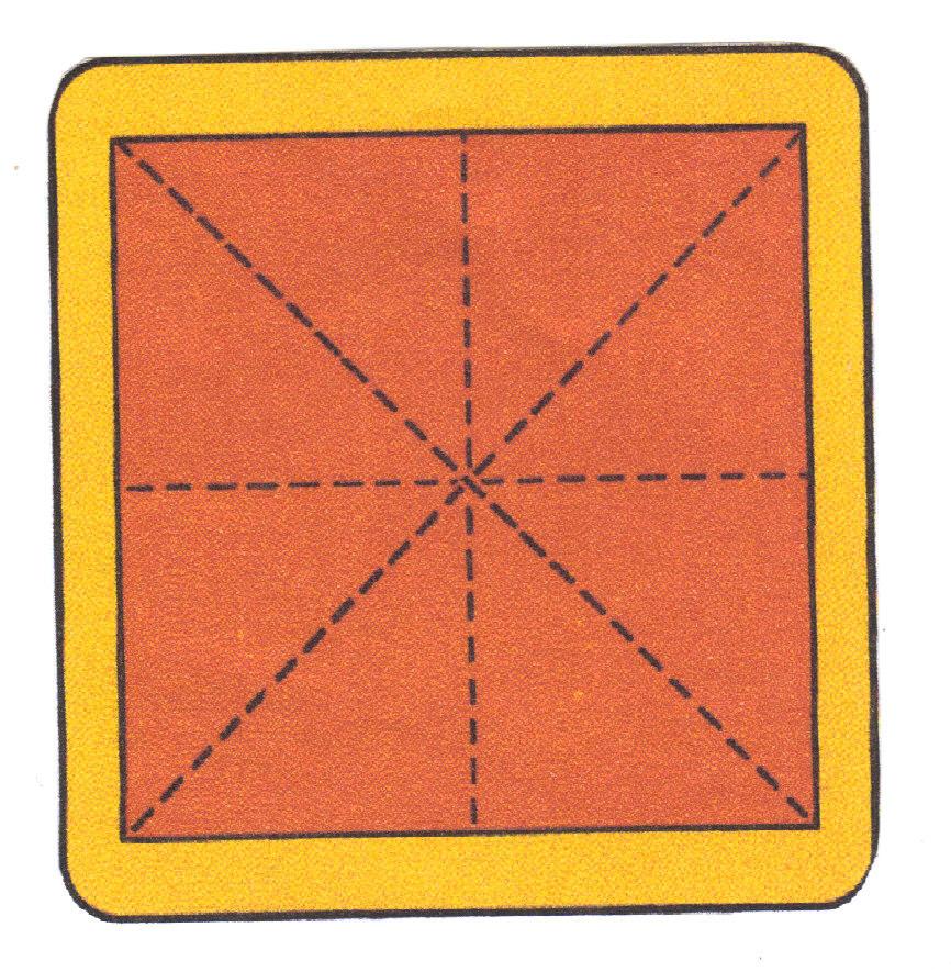 Colour Fortune Teller 1. Crayons, felt-tip pens, or magic markers Paper (plain) Scissors 2. 3. 4. 5. 6. 7. Square sheet of paper. Fold the square as shown by the dashed lines.