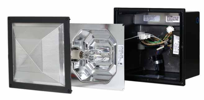 SPECIFICATIONS - HP3 WALL MOUNT Compact, one-piece lens door made of tough molded Lexan polycarbonate. High-performance reflectors provide four different wall mount distributions.