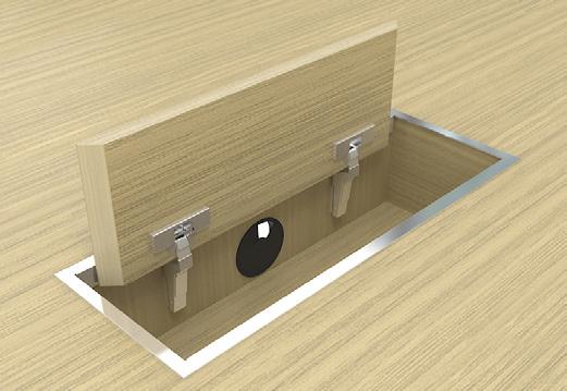 cut-out for grommet and power socket box.
