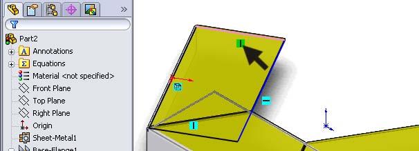 Click on the + symbol before Edge Flange in the FeatureManager. 2.