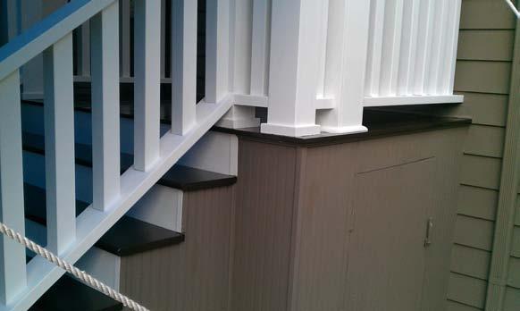 Middle & Bottom Photo/After: The new porch steps and rails now fit the historical nature of this home.