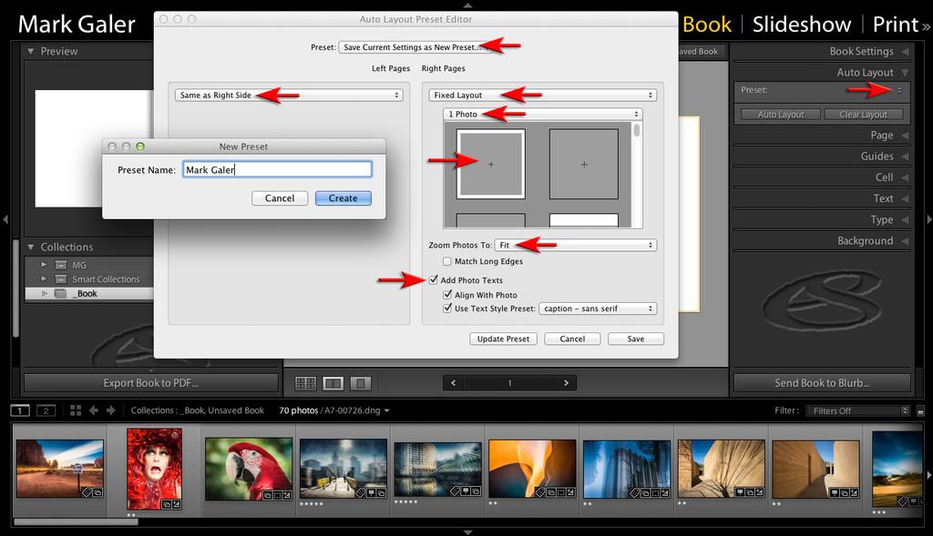 Create an Auto Layout Preset To fast-track the book building process it is a good idea to create an Auto Layout preset. Choose Edit Auto Layout Preset from the drop down menu in the Auto Layout panel.