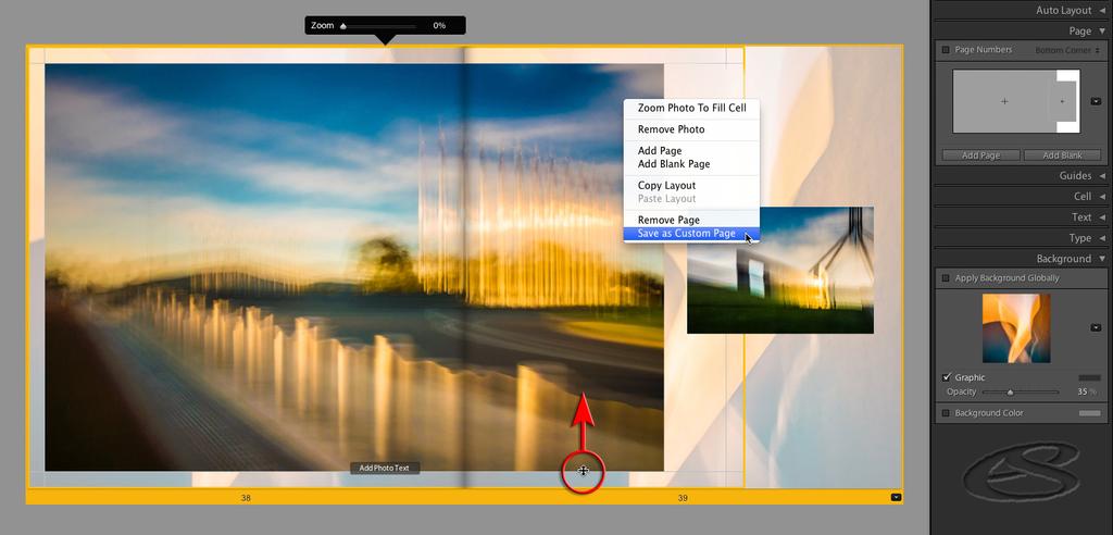 Modifying Two-Page Spreads The Photo Cell that first appeared as a full bleed can be made to have a border by increasing the padding in the Cell panel or by simply dragging an edge of the cell to