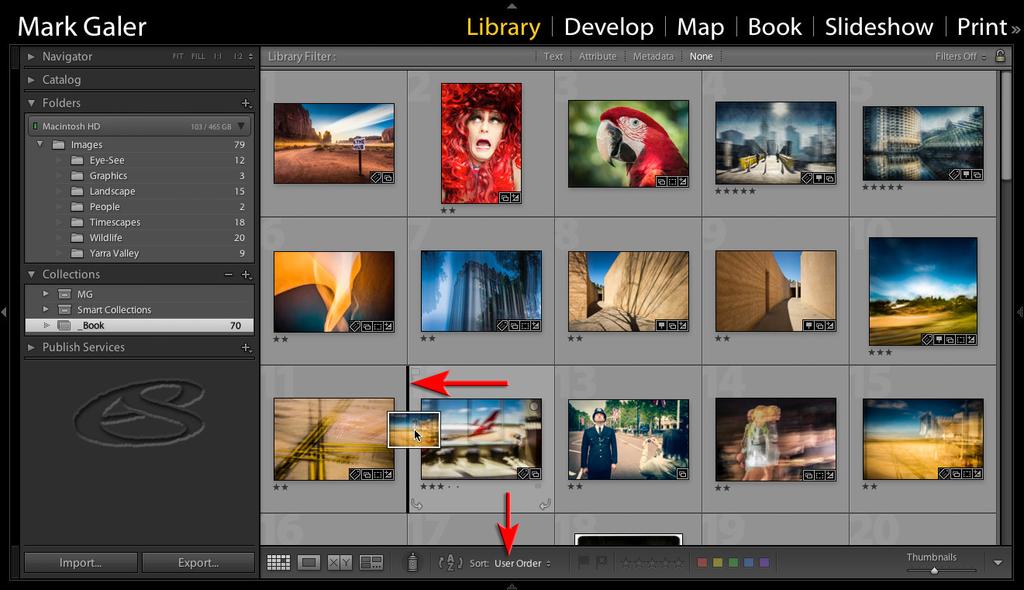 Sequence your images Click on your collection and proceed to reorganise (click and drag) your images into an approximate order of how you would like them to appear in the book.