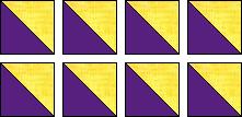 Directions for Purple and Gold HSTs. Make (252). Step #1: Make your sewing machine stitch smaller. I use 1.8 on my machine.