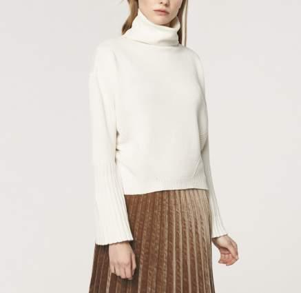 P180459A Roll neck jumper with ribbed cuffs White 50% Polyester 25% Nylon 20% Acrylic 5% Wool