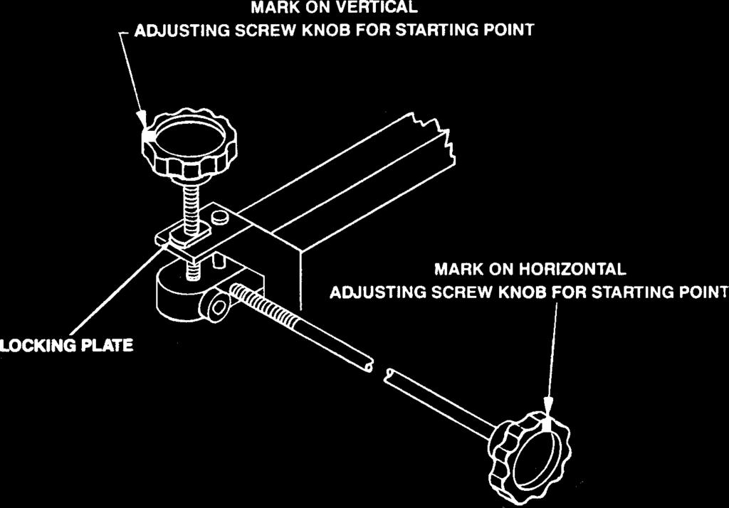 VERTICAL ALIGNMENT - CONTINUED... F. Place a mark on the knob so you know where you are starting from. (See Fig. 14) Now turn the vertical adjusting screw 1-1/2 more revolutions.