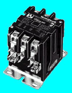 A contactor is basically a large rely. The contacts are much larger and capable of carrying more current. Contactor components (contacts, coil, etc.