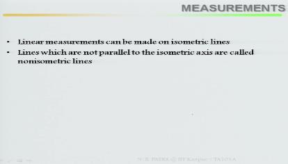 (Refer Slide Time: 24:09) Measurements, linear measurements can be made on isometric lines, then lines which are not parallel to