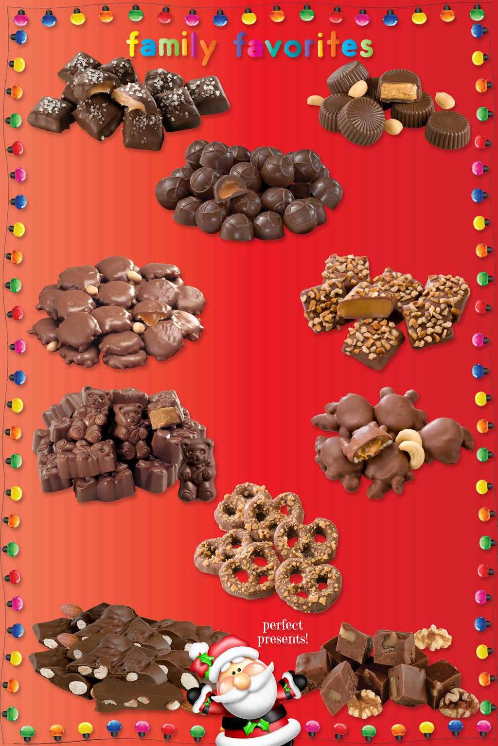 6 5672 5325 new! 5672 $11.00 Dark Chocolate Sea Salt Caramels Chocolates sal de mar caramelos Creamy, chewy caramel wrapped in rich dark chocolate and topped with sprinkles of sea salt. 6 oz. box.
