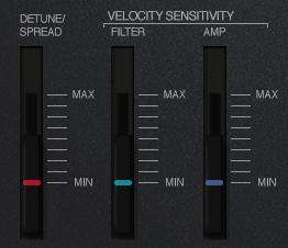 5.6 Velocity Sensitivity The regular MK100 presets are not velocity sensitive, but enabling the Extended Synthesis mode lets you set independent velocity settings for the filter and amp for each Wave.