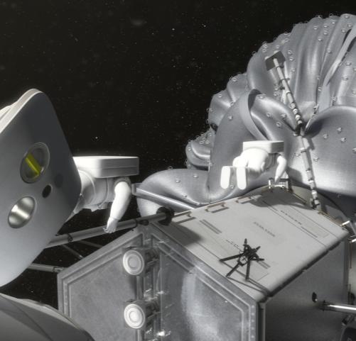 spacecraft EVA Tool box prepositioned on robotic