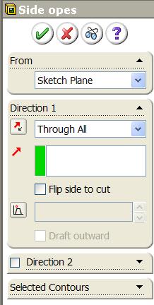 Side Windows Create a sketch on the selected plane using the dimensions shown. Note the concentric circles. Select Extrude cut from the features toolbar and use the Through All end condition.