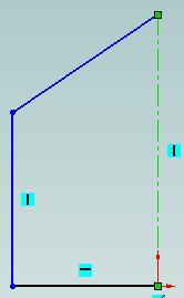 Create a sketch on the right plane similar to the following one. Position the sketch so that the origin is in the lower right hand corner.