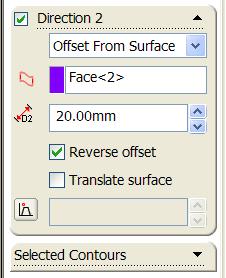Select the face you want to offset from and enter a distance of 20mm.