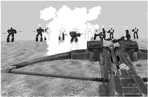 STANLEY et al.: REAL-TIME NEUROEVOLUTION IN THE NERO VIDEO GAME 663 Fig. 13. Avoiding the enemy effectively.