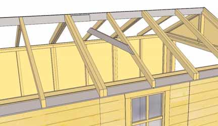 91 across 45. Roof Gussets are positioned on middle rafters.