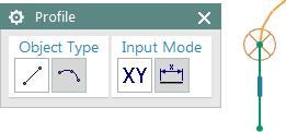 You can choose whether you would like a line segment or an arc by clicking on the corresponding icon in the Object Type section of the Profile dialog box, or you can switch back and forth between