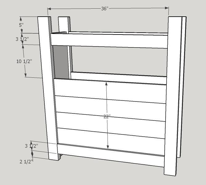 Step 6 Headboard front rails Join the two pieces of headboard turret together as shown using the 36 inch lengths of 2 by 4, 1 by 4 and the headboard panel made in