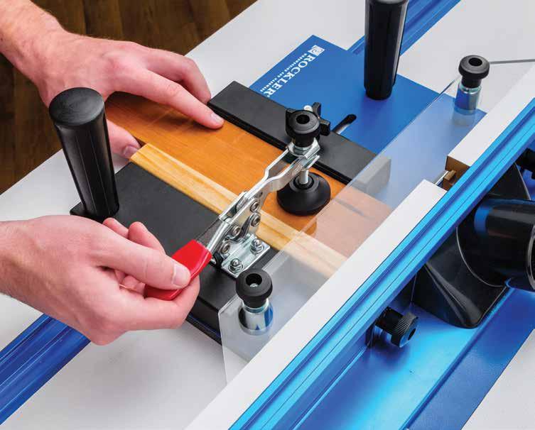 Fig. 6 11. Clamp your project stock in the sled, up against the Sacrificial Piece (6), and make your cuts, moving the sled from right to left on the router table.