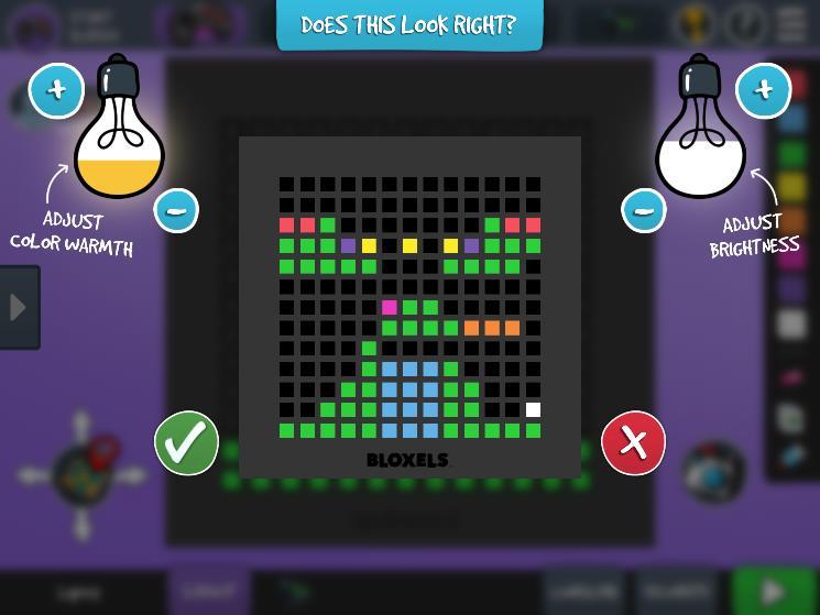 Modify your board as needed due to lighting issues. Click the Green Check if the board is correct.