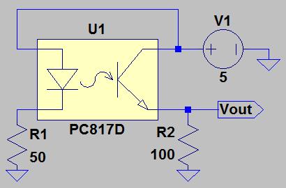5. Examine the photo-interrupter and look at its specifications. Build the circuit shown in Figure 6, using the resistors indicated.