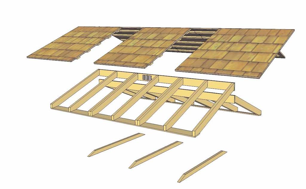 C. Rafter and Roof Section Exploded view of all parts necessary to complete the Roof Section. Identify all parts prior to starting.