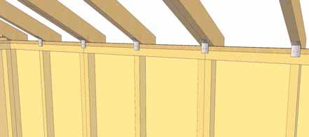 Use level to square gusset and attach to rafters with 4-2 screws.