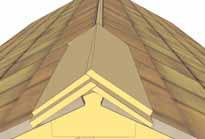 Place First Roof Ridge Cap on roof peak overhanging