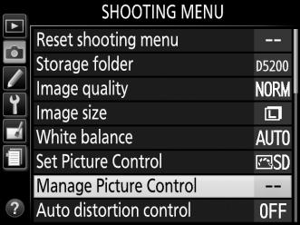 Creating Custom Picture Controls The Picture Controls supplied with the camera can be modified and