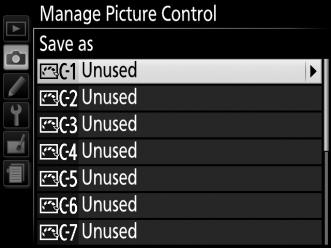 the highlighted Picture Control without further modification. 4 Edit the selected Picture Control.