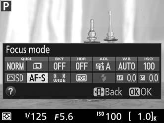 Focusing in Live View Follow the steps below to choose focus and AF-area modes and position the focus point.