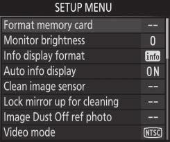 item or display sub-menu Move cursor