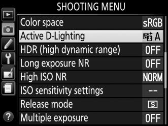 D Active D-Lighting Noise (randomly-spaced bright pixels, fog, or lines) may appear in photographs taken with Active D-Lighting. Uneven shading may be visible with some subjects.