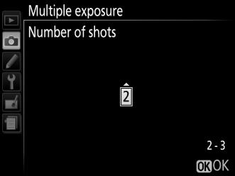 3 Choose the number of shots. Highlight Number of shots and press 2. The dialog shown at right will be displayed.