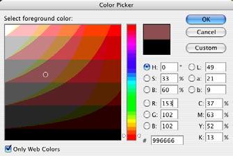 Choosing Colors pg. 3 Choosing Colors The color picker is used with many tools. It is accessed via the Foreground and Background color selector located near the bottom of the Toolbox.