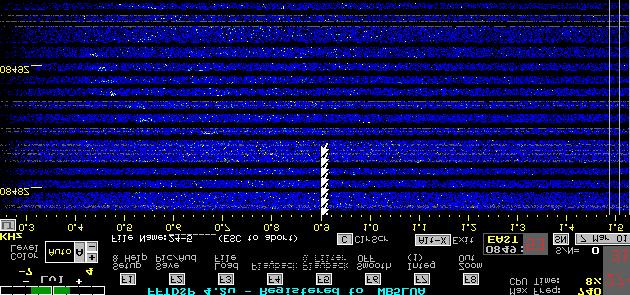 The black area represents the time period in which I was transmitting. The blue noise represents the receive passband.