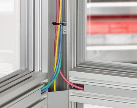 The integrated cable conduits can be sealed with plastic Cover Profiles.