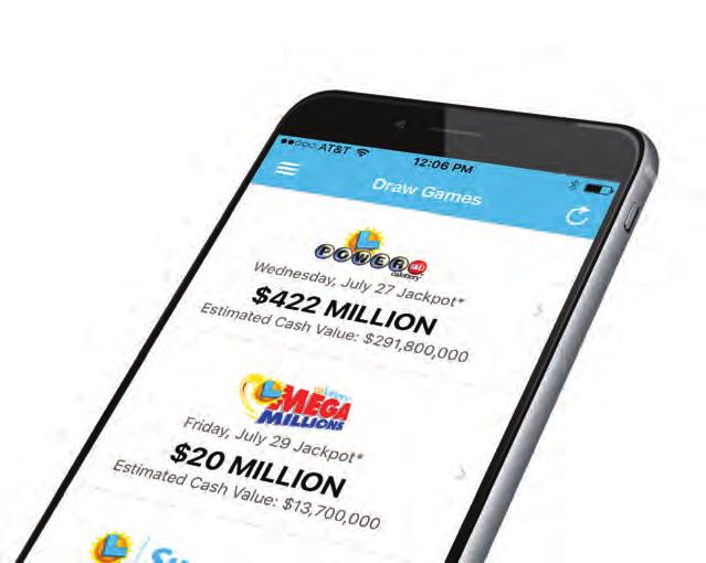 The Lottery App is the most convenient way for your customers to stay up to date with Lottery games and programs.