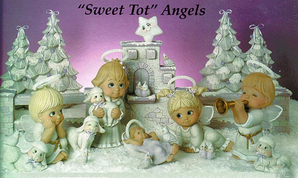 D-818, 925 to 931 67.00 "Sweet Tot" Angels & Baby Jesus Set D-818 Double Christmas Trees 9 Tall 12.90 D-925 "Sweet Tot" Angel/ Shepherd Girl with Lamb 7 1 /2 Tall 9.
