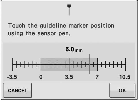 USING SENSOR FUNCTIONS WITH SEWING STITCH d Press. e The guideline mrker position setting screen ppers nd the guideline mrker flshes.