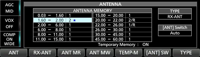 ANTENNA TUNER OPERATION About the Antenna memory settings This function saves antenna connector settings for each frequency band.